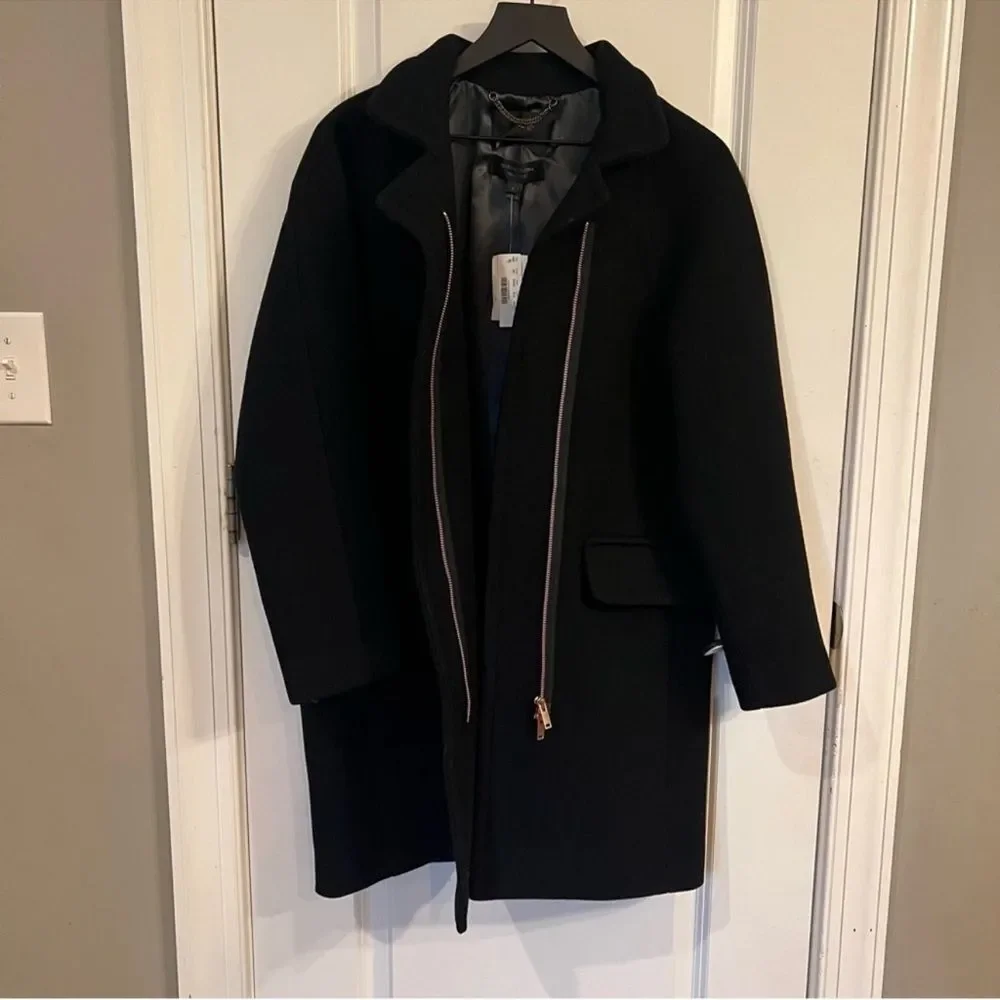J. Crew Classic Black Trench Coat Sz 2 NWT